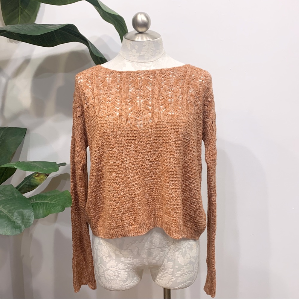 Mossimo Rust Open Knit Sweater - image 1
